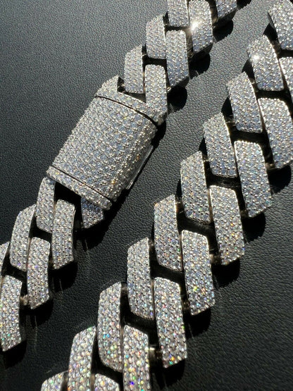 MOISSANITE Thick KILO Miami Cuban Link Prong Chain Necklace Iced Out - 925 Silver - 22mm - 16-30"