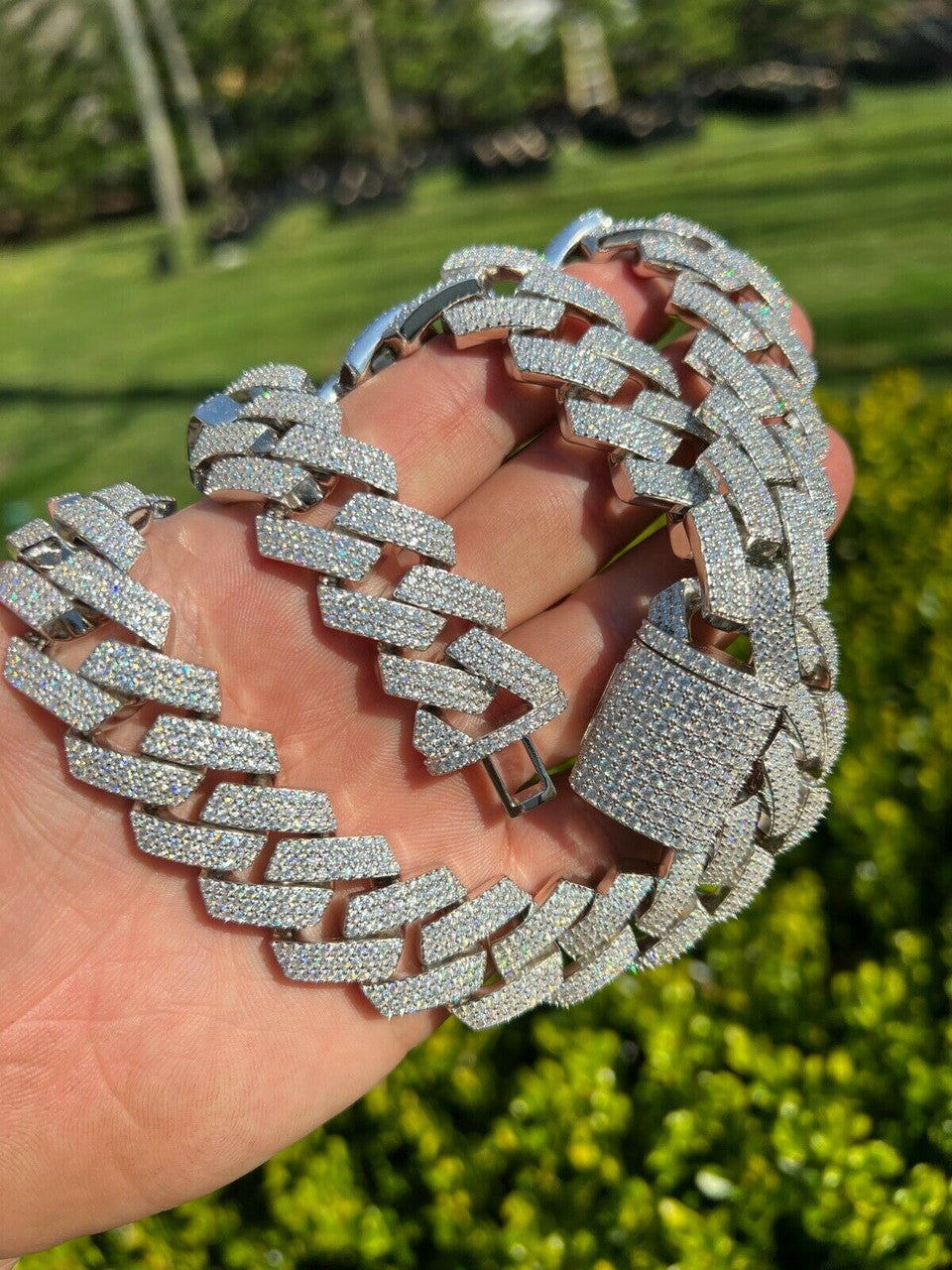 MOISSANITE Thick KILO Miami Cuban Link Prong Chain Necklace Iced Out - 925 Silver - 22mm - 16-30"